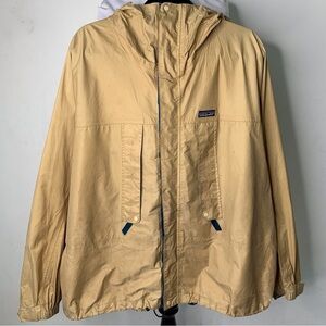 Patagonia Men's Vintage 90s Full Zip Nylon Windbreaker Jacket Hoodie Tan Size XL